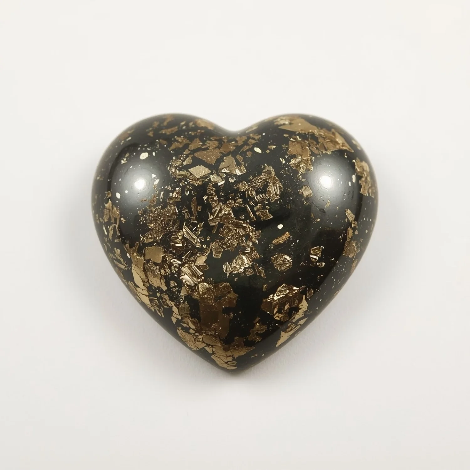 Pyrite 1PC Large 11x11 MM Heart Cabochon Gray Shine semi Precious Precious Gemstone
