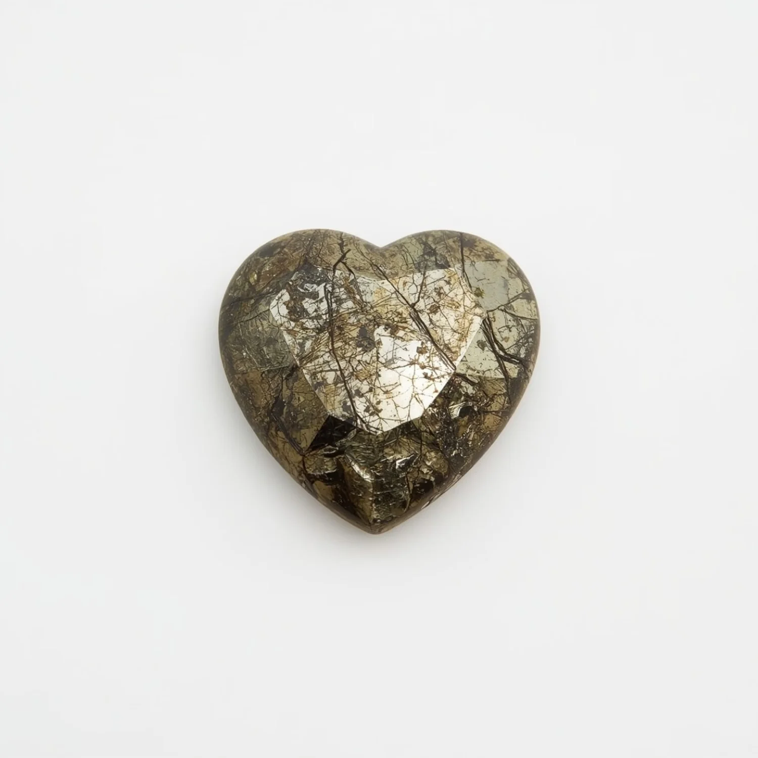 Pyrite 1PC Large 11x11 MM Heart Cabochon Gray Shine semi Precious Precious Gemstone - Image 2