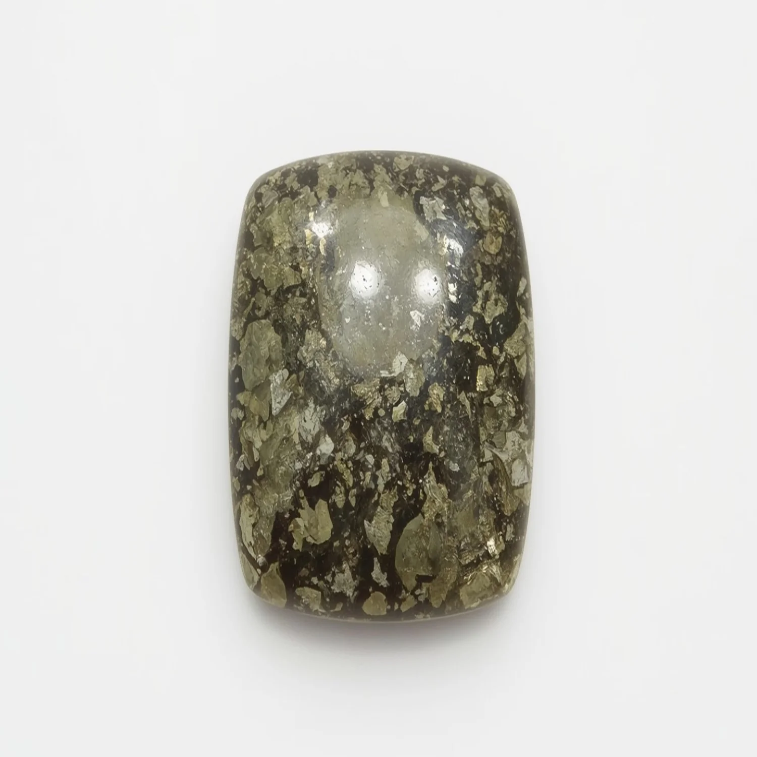 Pyrite 1PC Large 9x11 MM Emerald Cabochon Gray Luster semi Precious Loose Gems - Image 2