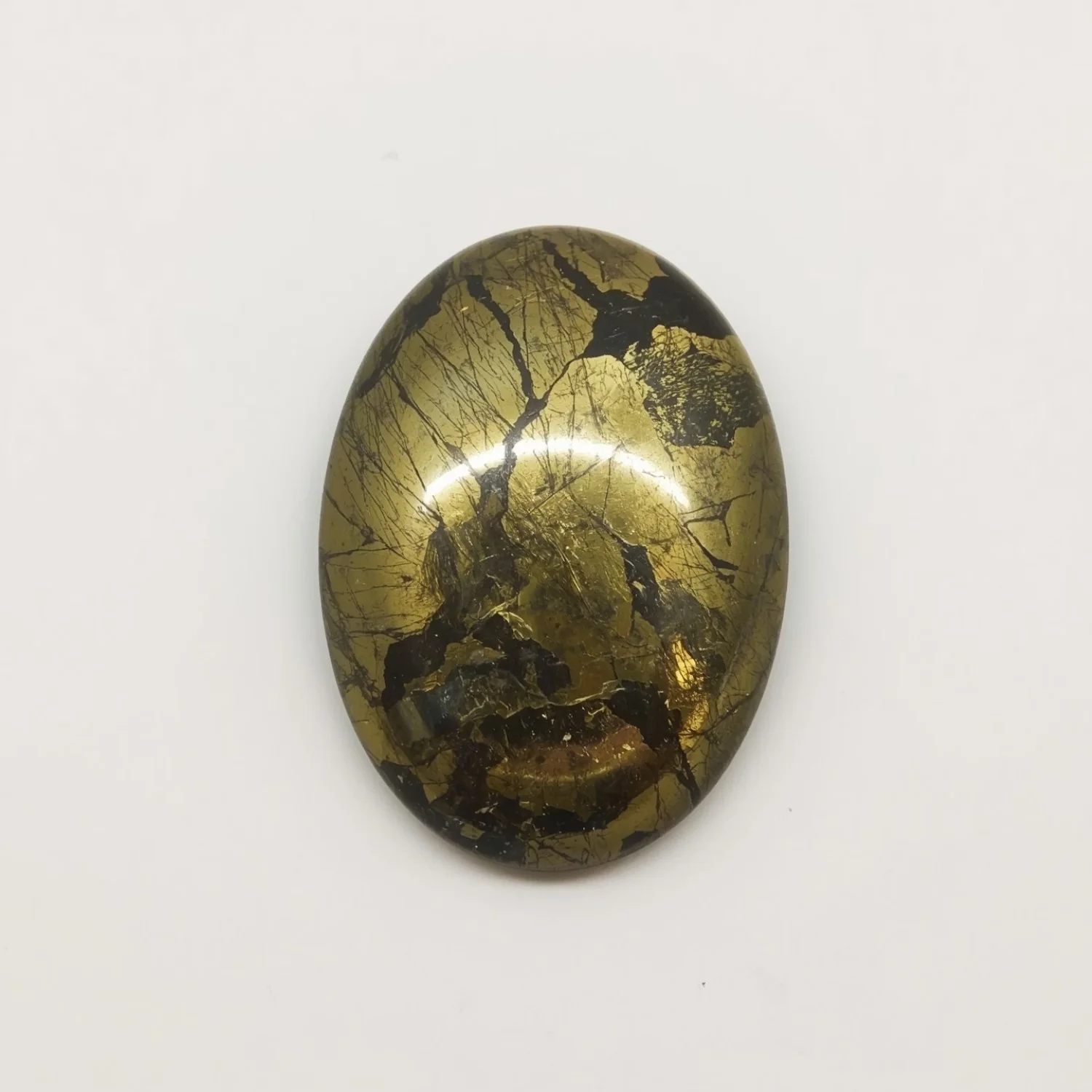 Pyrite 1PC Medium 7x10 MM Oval Cabochon Gray Fine semi Precious Loose Gemstone - Image 2