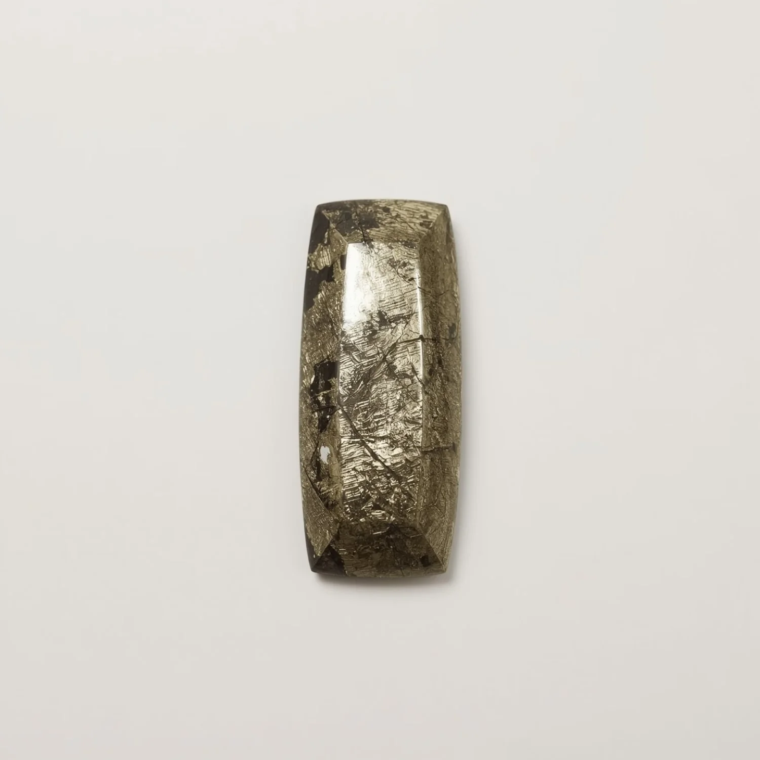 Pyrite 1PC Medium 7x14 MM Baguette Cabochon Gray Pure semi Precious Precious Gemstone - Image 2