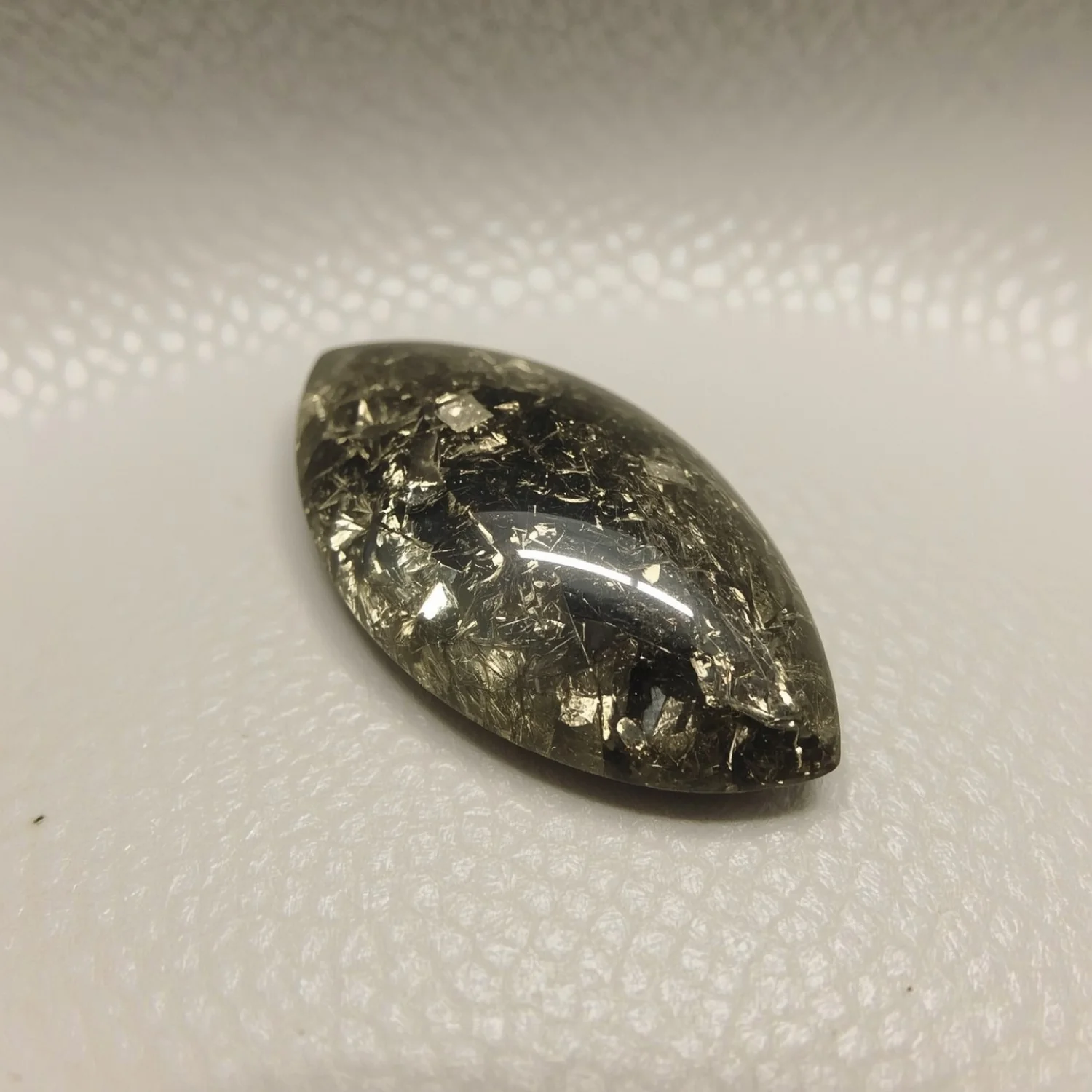 Pyrite 1PC Medium 7x14 MM Marquise Cabochon Gray Polished semi Precious Precious Gemstone - Image 2