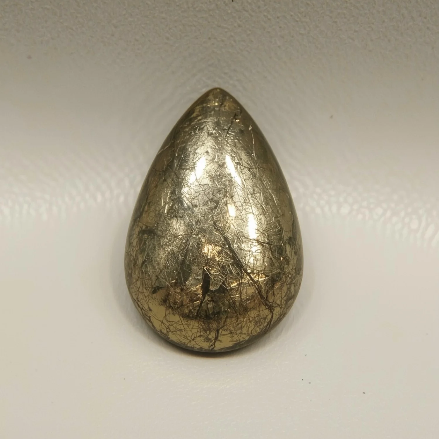 Pyrite 1PC Medium 8x10 MM Pear Cabochon Gray Fiery semi Precious Loose Gemstone - Image 2