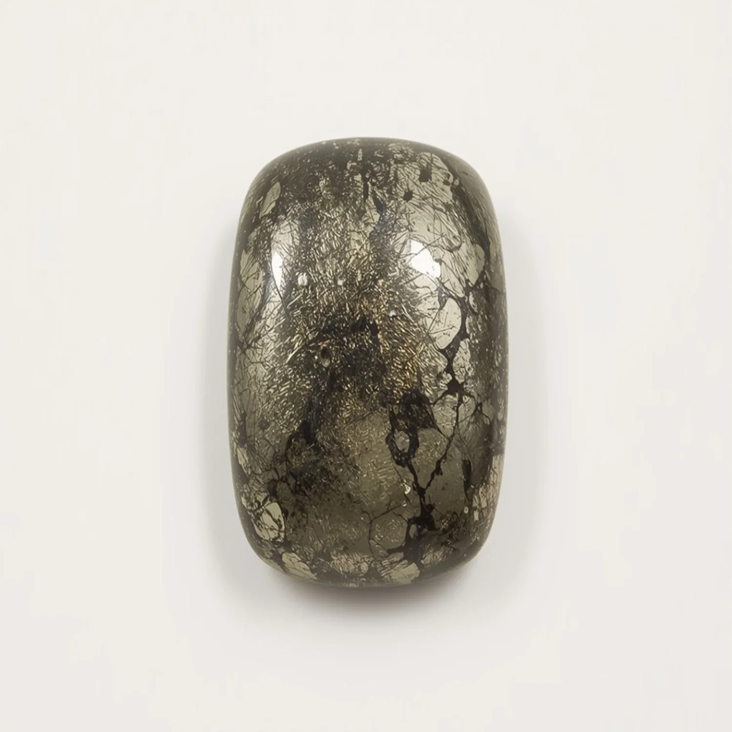 Pyrite 1PC Small 6x8 MM Emerald Cabochon Gray Fiery semi Precious Loose Gemstone