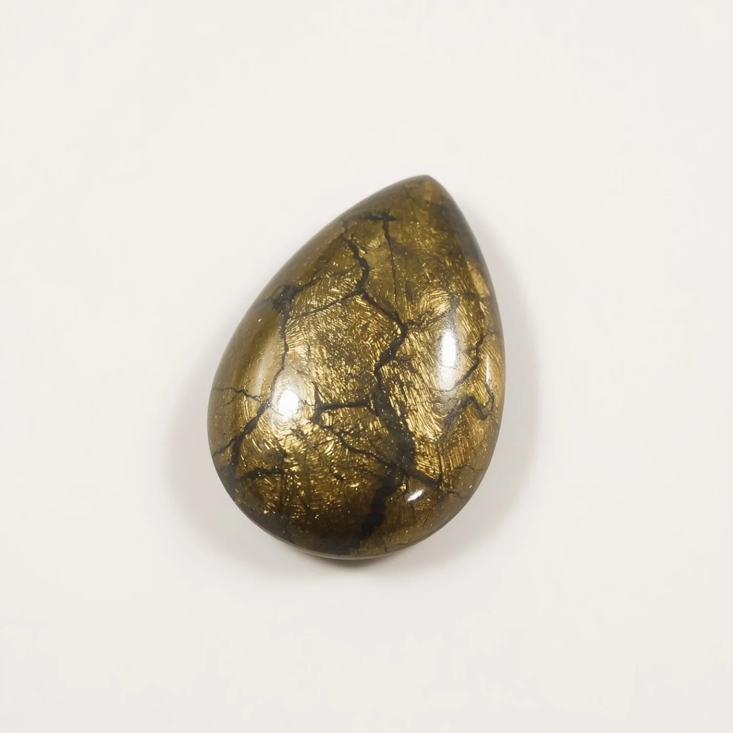 Pyrite 1PC Small 7x9 MM Pear Cabochon Gray Superior semi Precious Gems
