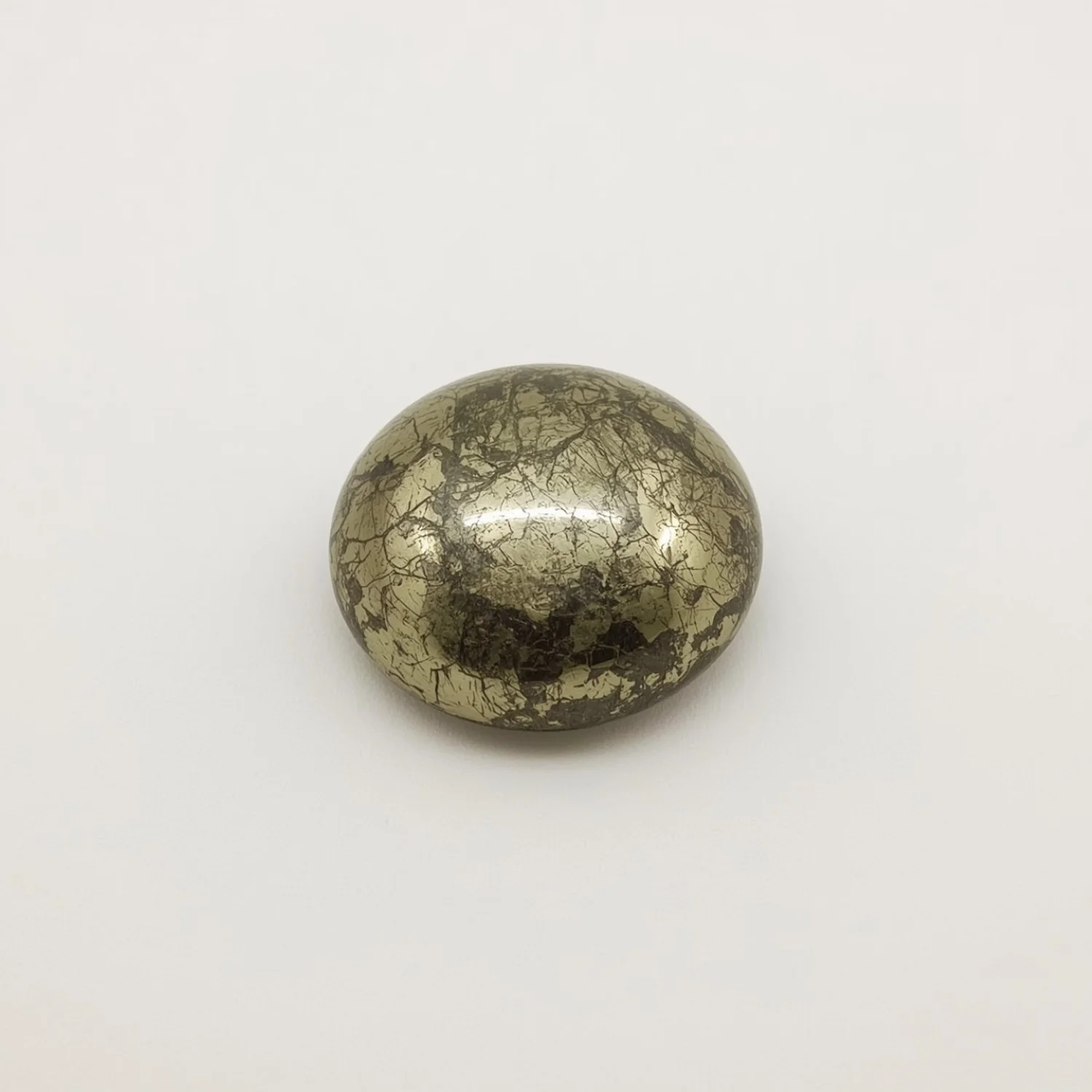 Pyrite 1PC Tiny 6x6 MM Round Cabochon Gray Brilliant semi Precious Precious Gemstone
