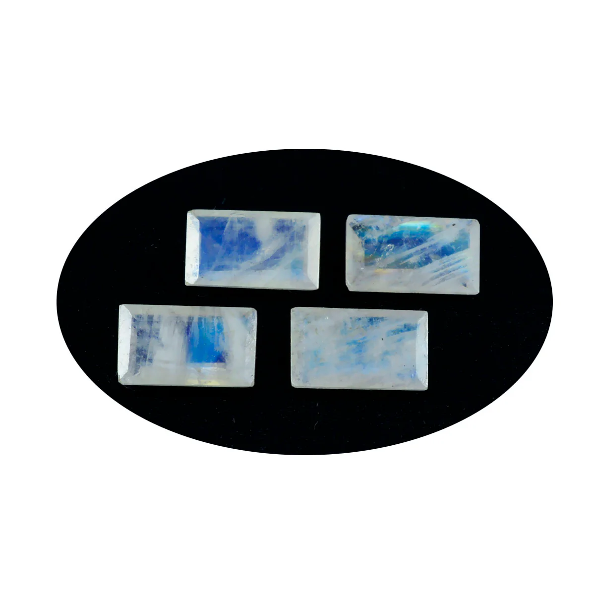 Rainbow Moonstone 10PC Tiny 2.5x5 MM Baguette Faceted White Lustrous Semi Precious Gems - Image 2