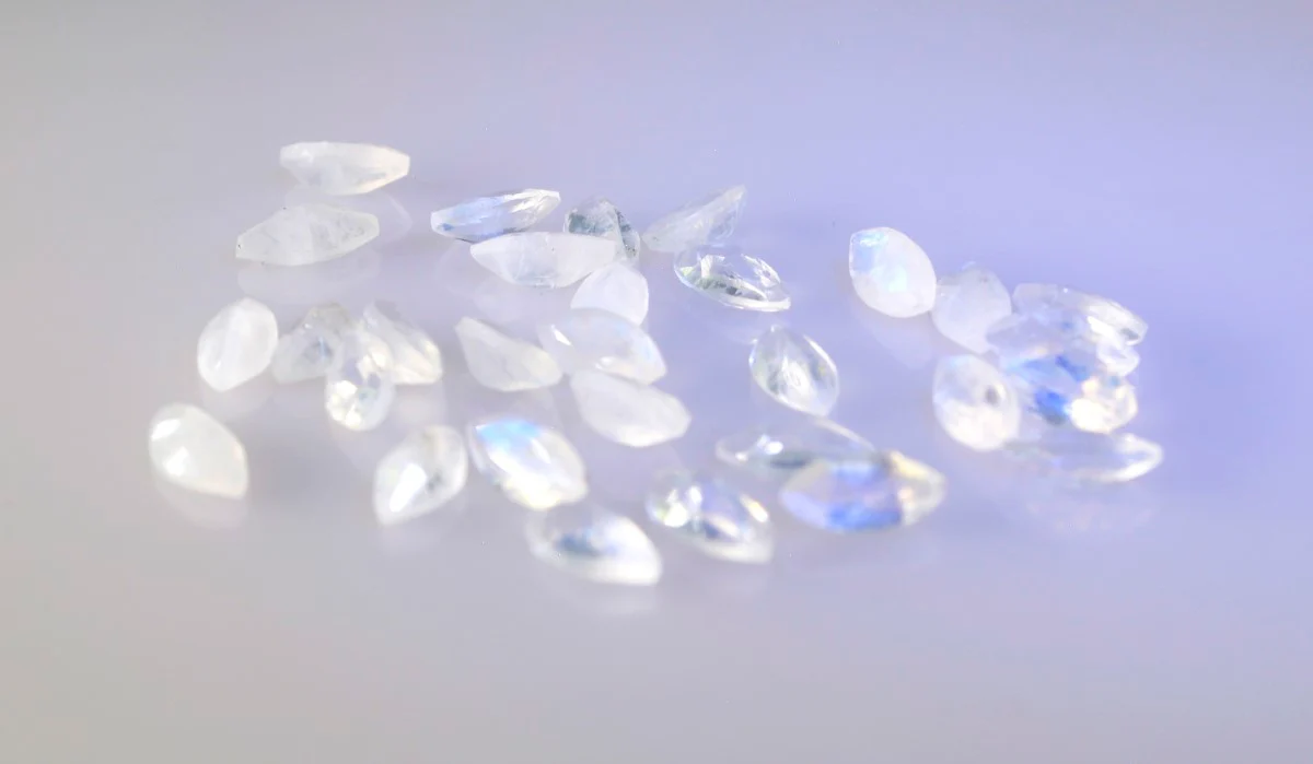 Rainbow Moonstone 10PC Tiny 2.5x5 MM Marquise Faceted White Fiery Semi Precious Loose Gemstone - Image 2