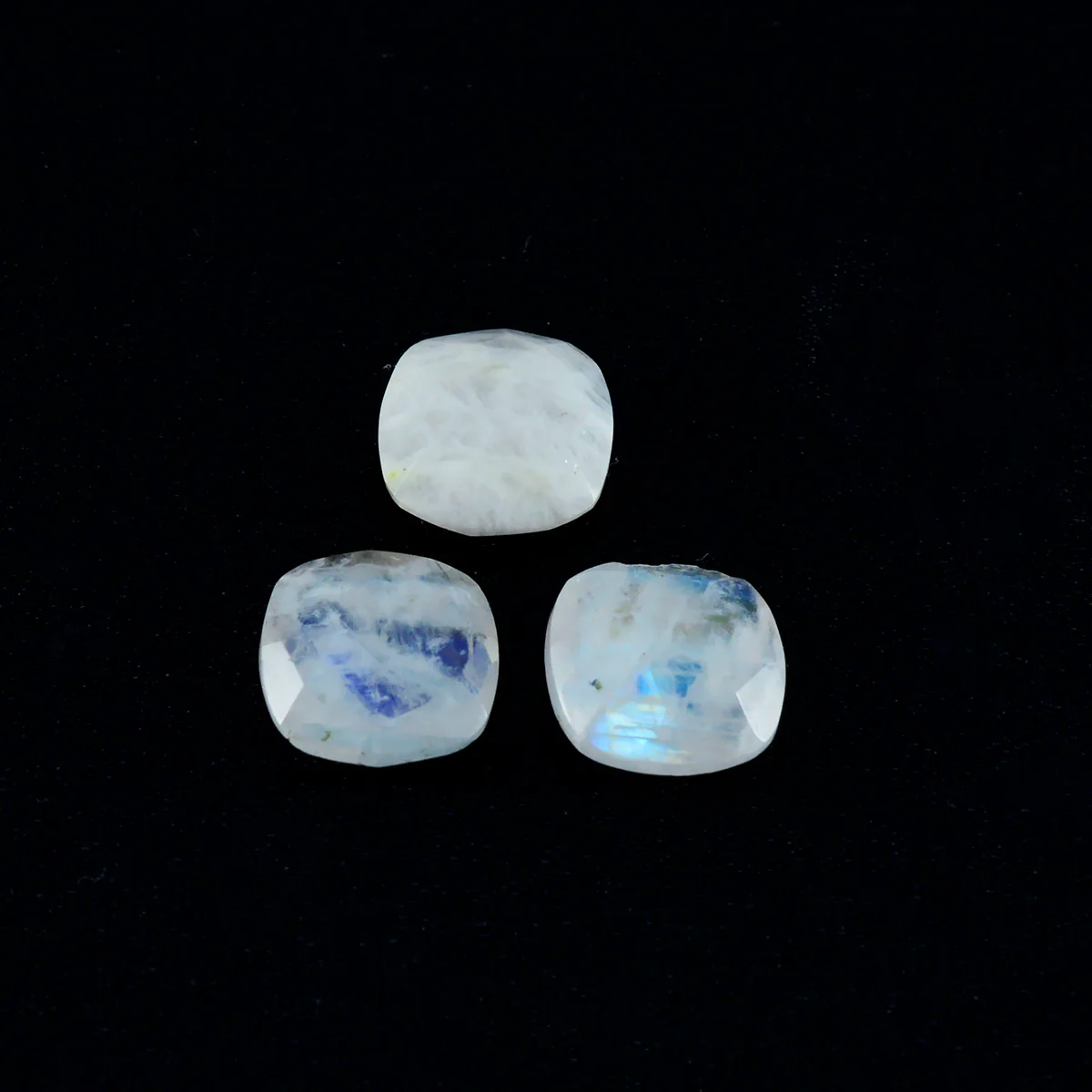 Rainbow Moonstone 10PC Tiny 3x3 MM Cushion Faceted White Fiery Semi Precious Loose Gemstone - Image 3
