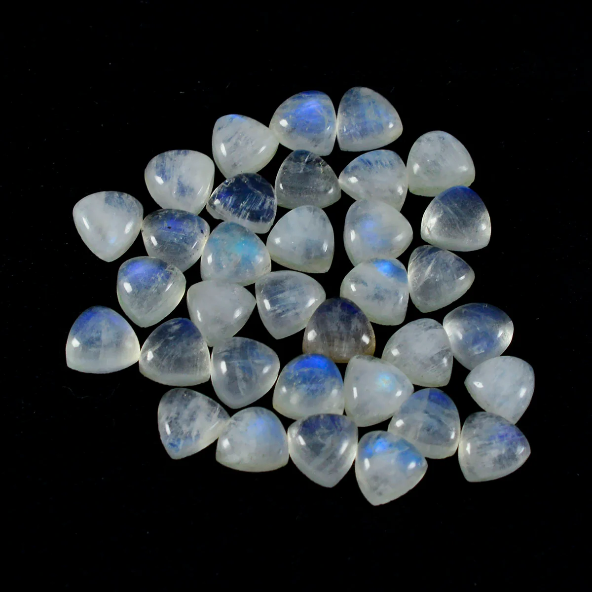 Rainbow Moonstone 10PC Tiny 3x3 MM Triangle Cabochon White Pure semi Precious Loose Gems - Image 2