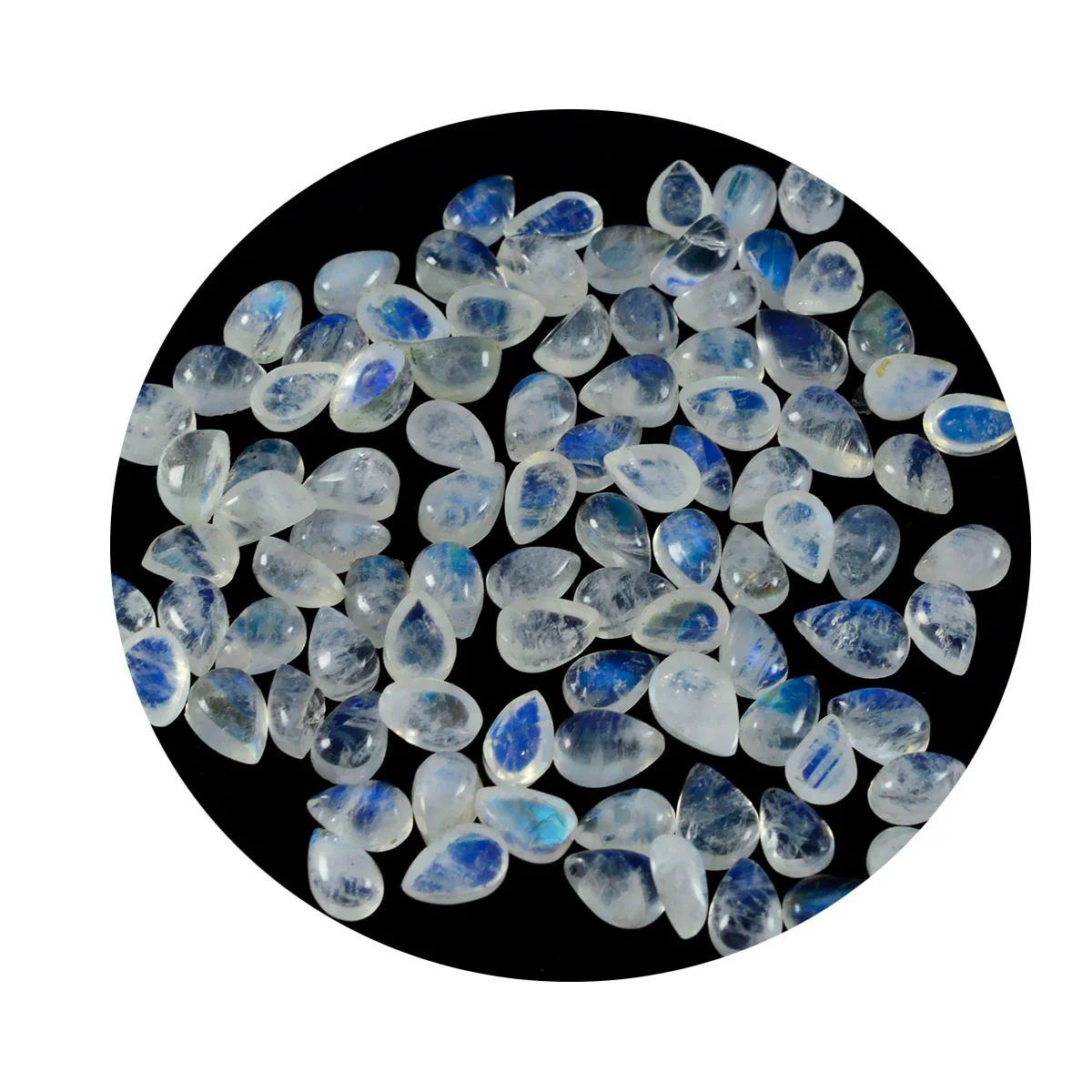 Rainbow Moonstone 10PC Tiny 3x5 MM Pear Cabochon White Splendid semi Precious Gems - Image 2