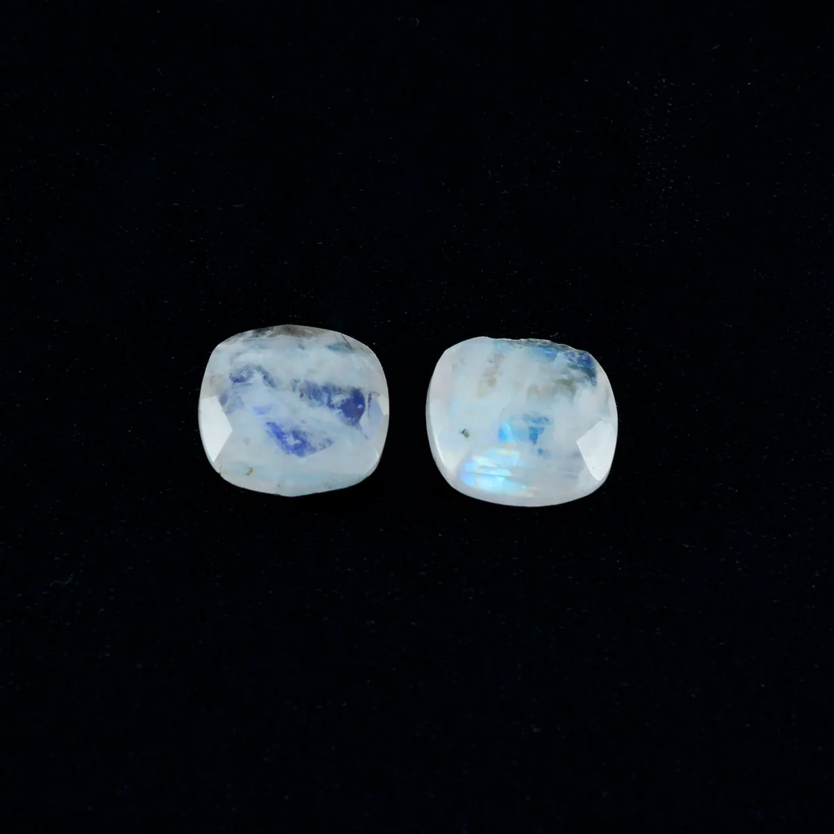 Rainbow Moonstone 10PC Tiny 4x4 MM Cushion Faceted White Brilliant Semi Precious Loose Gemstones - Image 2
