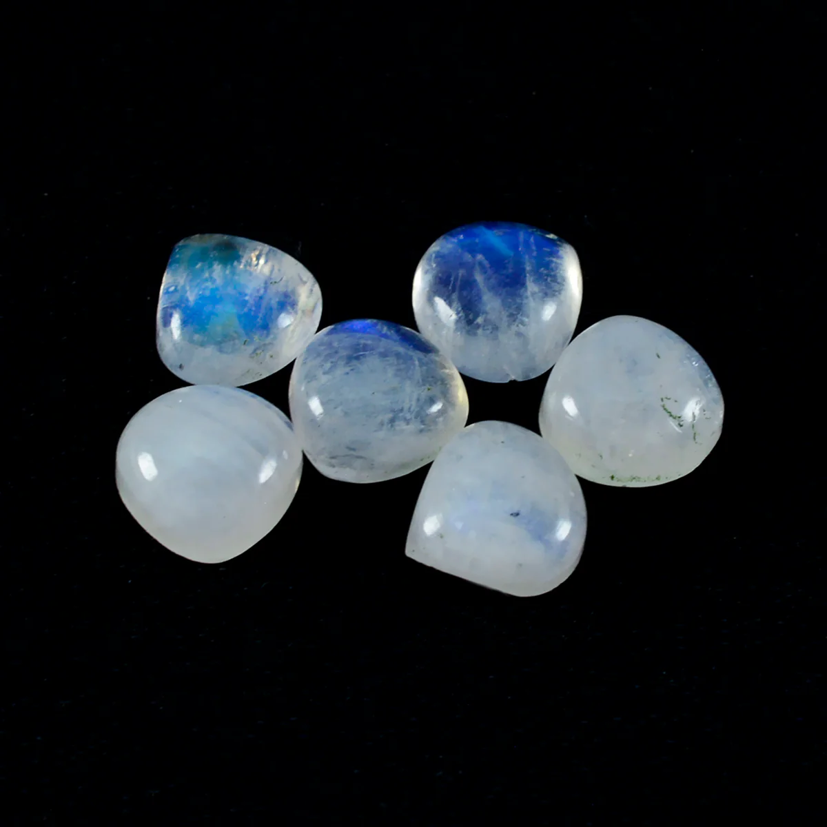 Rainbow Moonstone 10PC Tiny 4x4 MM Heart Cabochon White High-Quality semi Precious Loose Gems - Image 4