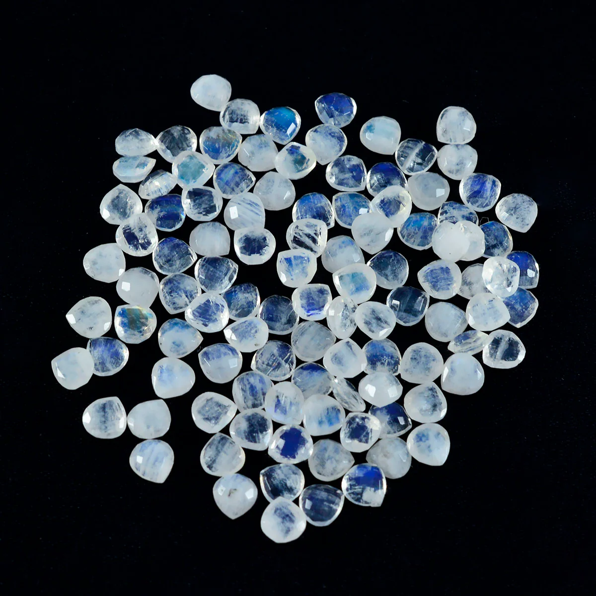 Rainbow Moonstone 10PC Tiny 4x4 MM Heart Faceted White Brilliant Semi Precious Loose Gemstones