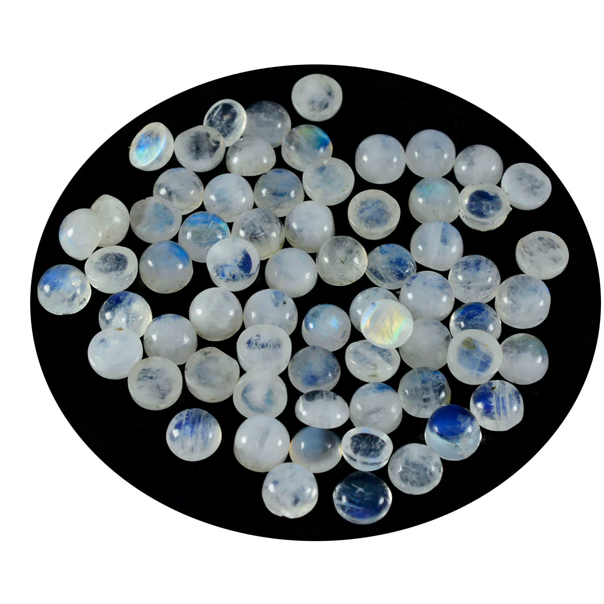 Rainbow Moonstone 10PC Tiny 4x4 MM Round Cabochon White Fine semi Precious Gems - Image 2
