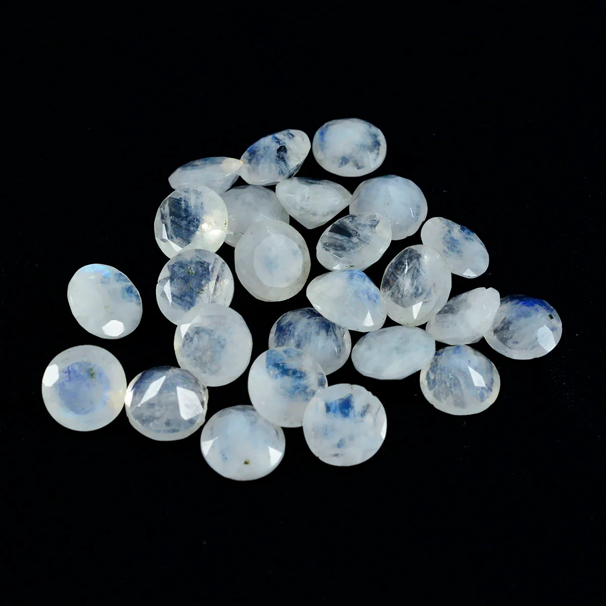 Rainbow Moonstone 10PC Tiny 4x4 MM Round Faceted White Brilliant Semi Precious Loose Gemstones - Image 4