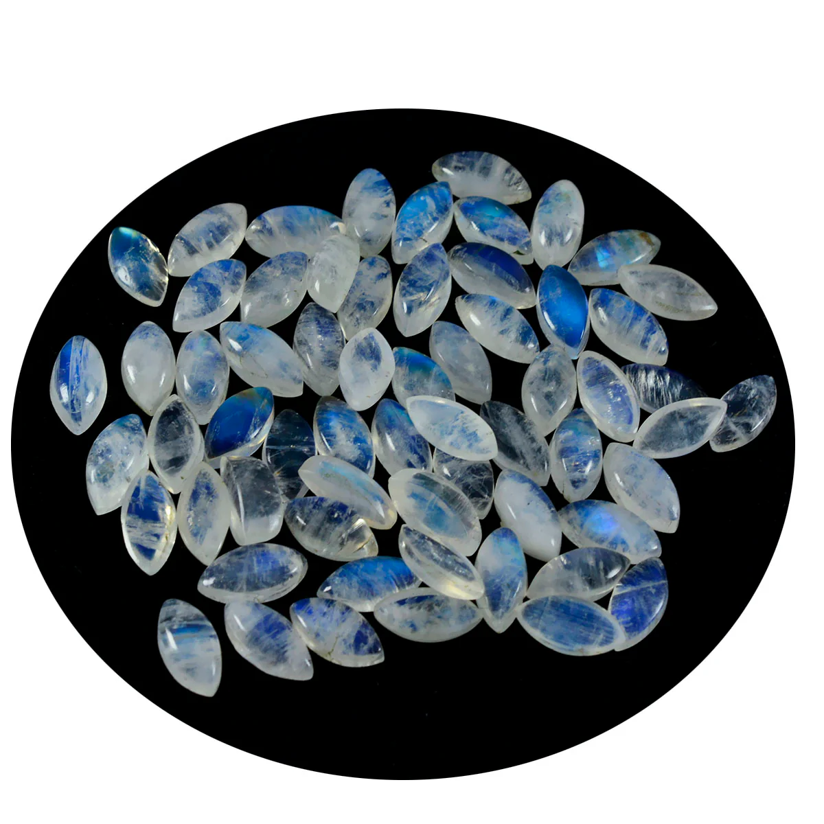Rainbow Moonstone 10PC Tiny 4x8 MM Marquise  Cabochon White Lustrous semi Precious Loose Gemstone - Image 2