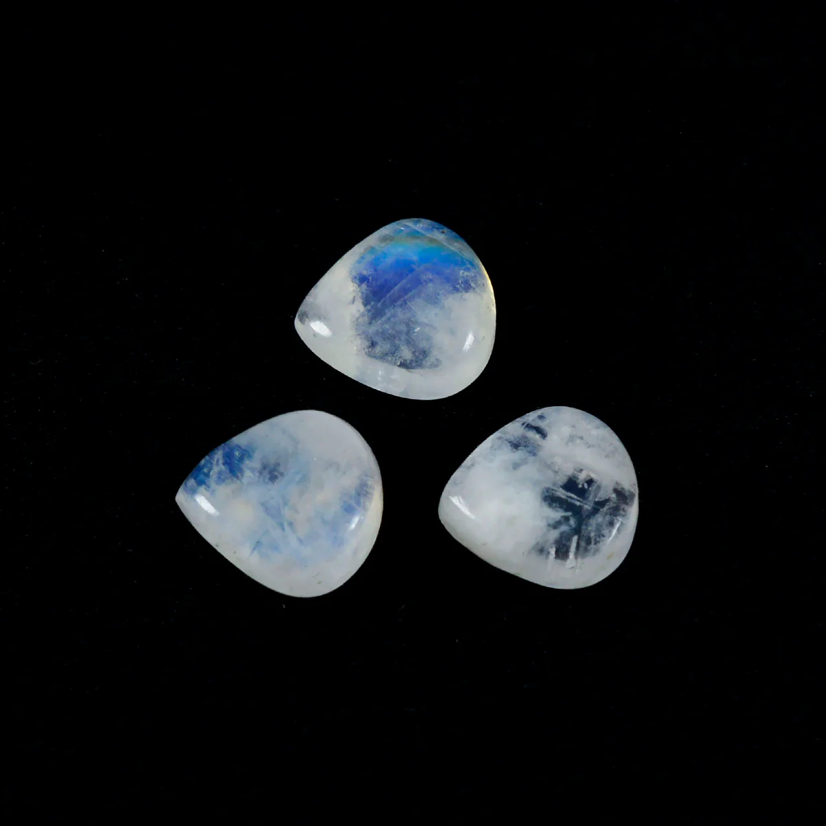 Rainbow Moonstone 10PC Tiny 5x5 MM Heart Cabochon White Natural semi Precious Loose Gemstone - Image 3