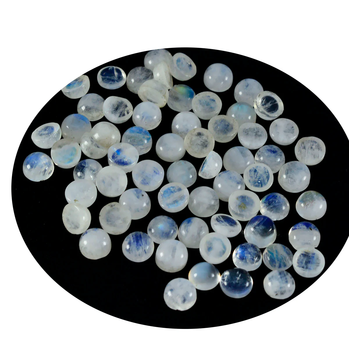 Rainbow Moonstone 10PC Tiny 5x5 MM Round Cabochon White High-Quality semi Precious Loose Gems - Image 4