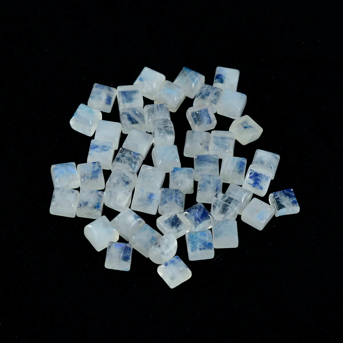 Rainbow Moonstone 10PC Tiny 5x5 MM Square Cabochon White Lustrous semi Precious Gems - Image 3