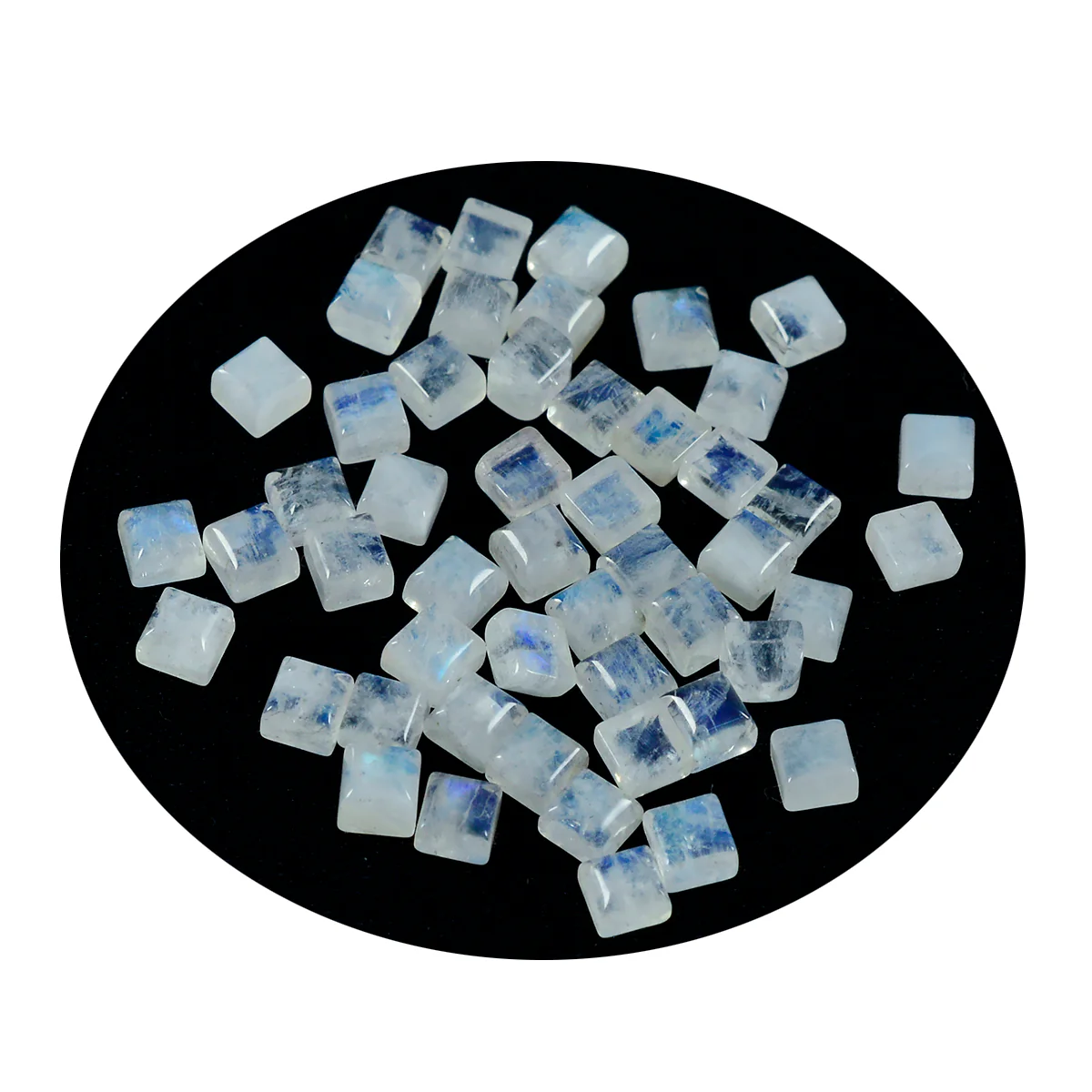 Rainbow Moonstone 10PC Tiny 5x5 MM Square Cabochon White Lustrous semi Precious Gems - Image 4