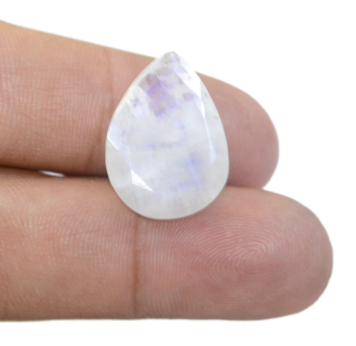 Rainbow Moonstone 1PC Chunky 13x18 MM Pear Faceted White Fine Semi Precious Gems - Image 2