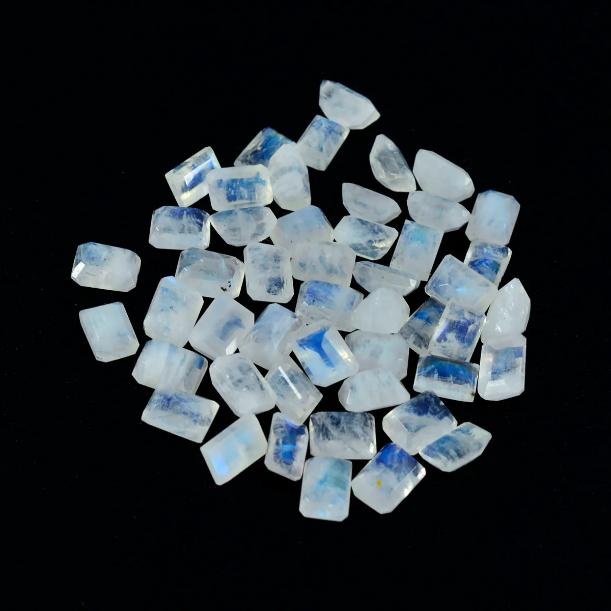 Rainbow Moonstone 1PC Large 8x12 MM Emerald Faceted White Lustrous Semi Precious Loose Gemstone - Image 3
