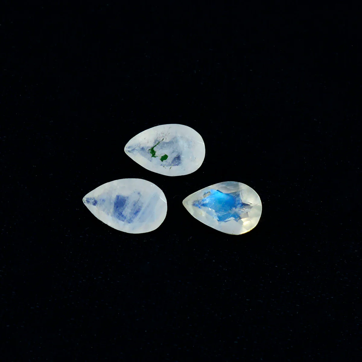 Rainbow Moonstone 1PC Large 8x12 MM Pear Faceted White Splendid Semi Precious Gems