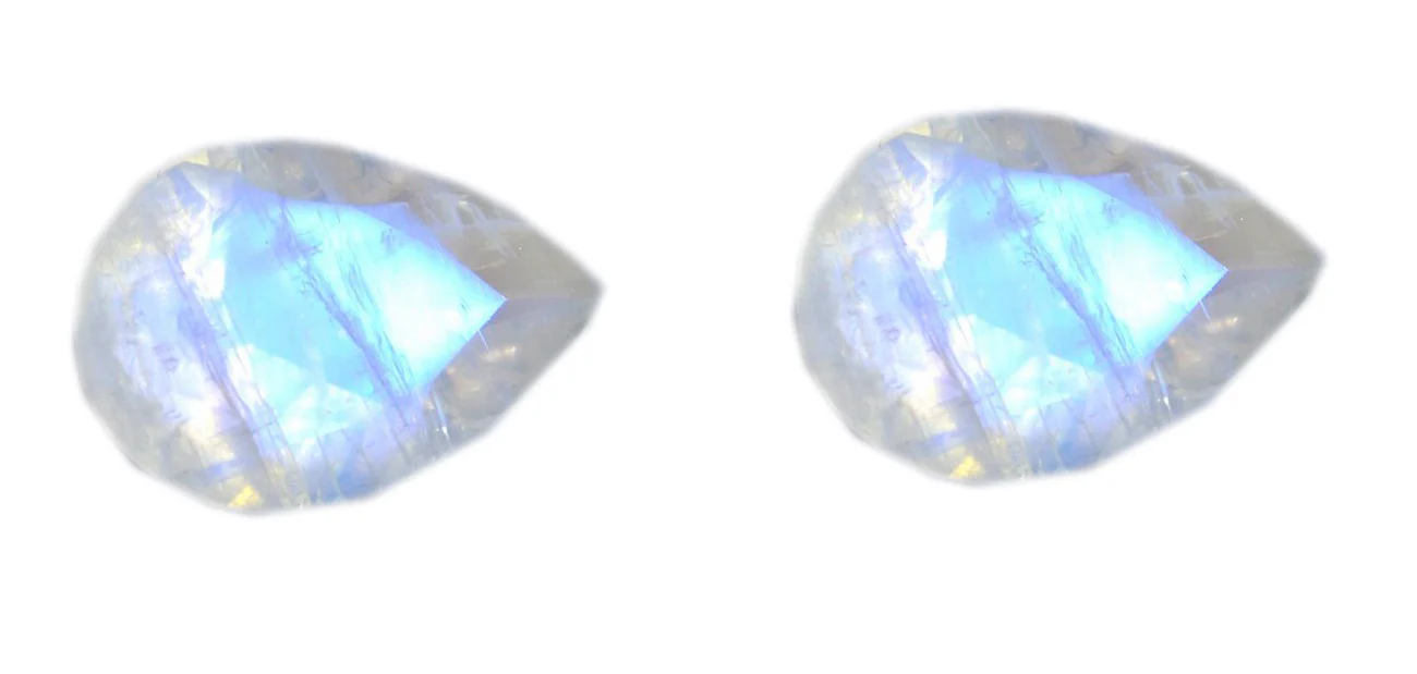 Rainbow Moonstone 1PC Large 8x12 MM Pear Faceted White Splendid Semi Precious Gems - Image 3
