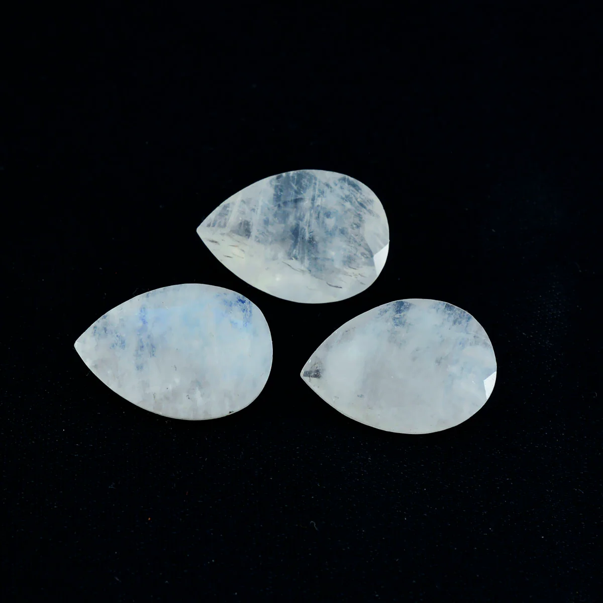 Rainbow Moonstone 1PC Large 8x12 MM Pear Faceted White Splendid Semi Precious Gems - Image 4