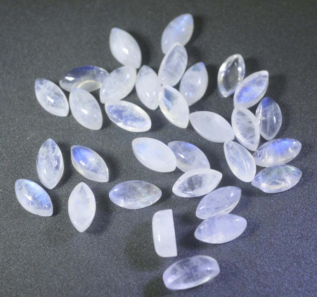 Rainbow Moonstone 1PC Large 8x16 MM Marquise  Cabochon White Natural semi Precious Gems - Image 3