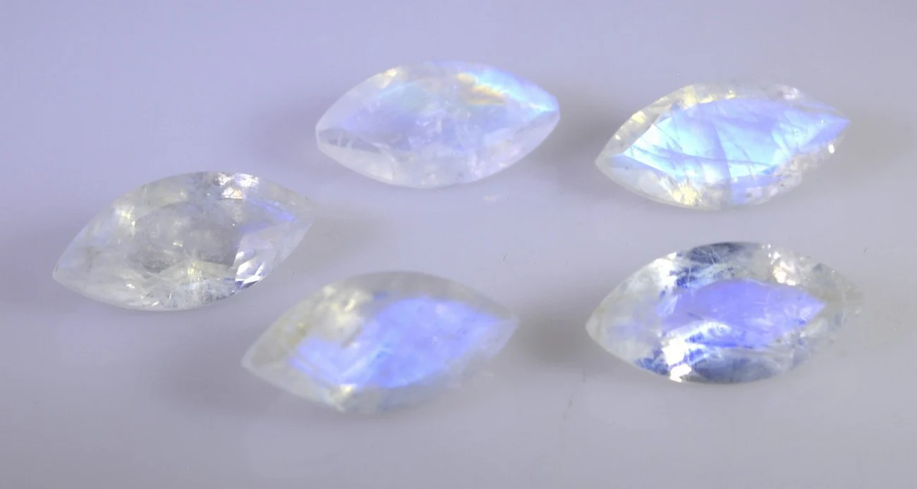Rainbow Moonstone 1PC Large 8x16 MM Marquise Faceted White Lustrous Semi Precious Gems - Image 4