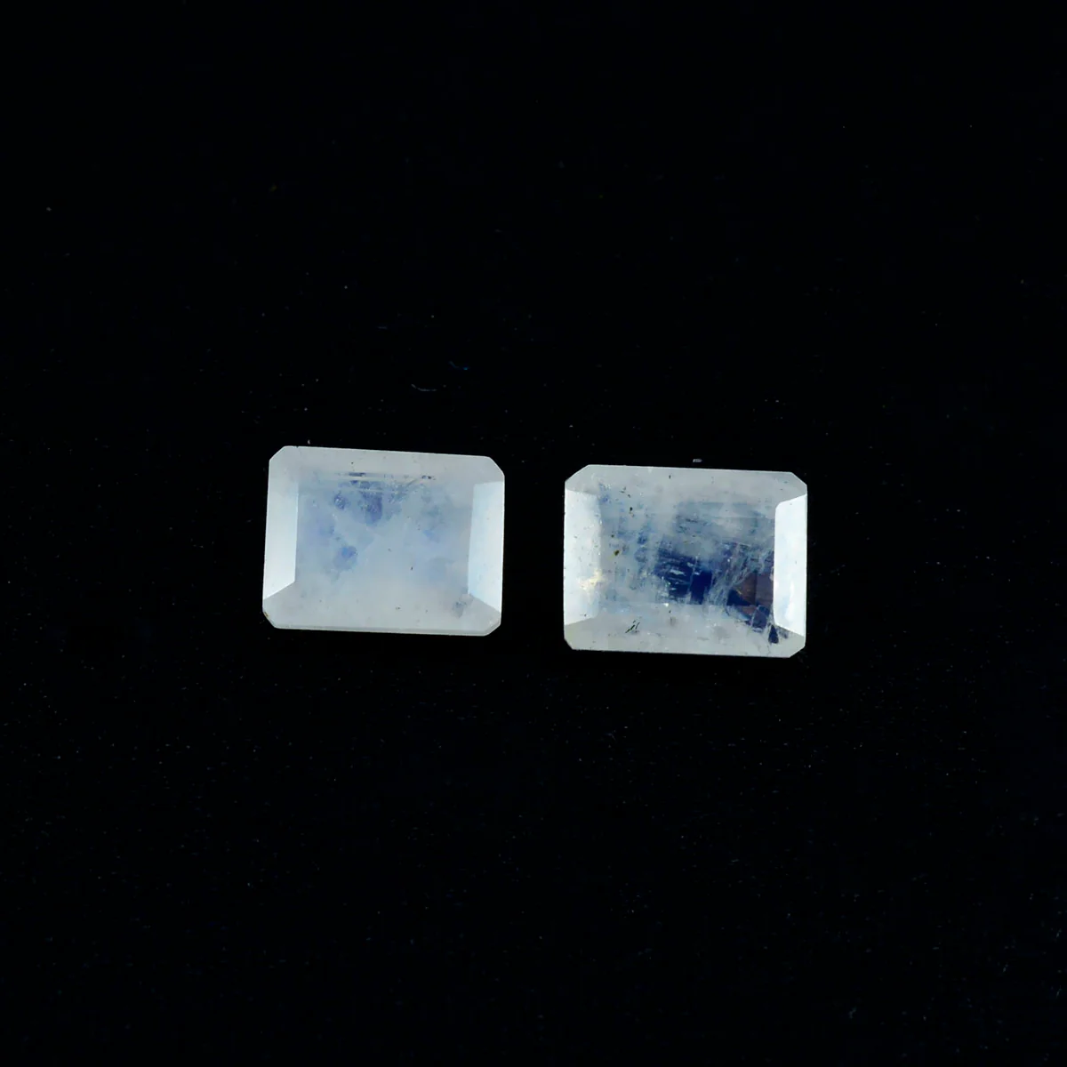 Rainbow Moonstone 1PC Medium 7x10 MM Emerald Faceted White Polished Semi Precious Loose Gemstones - Image 4