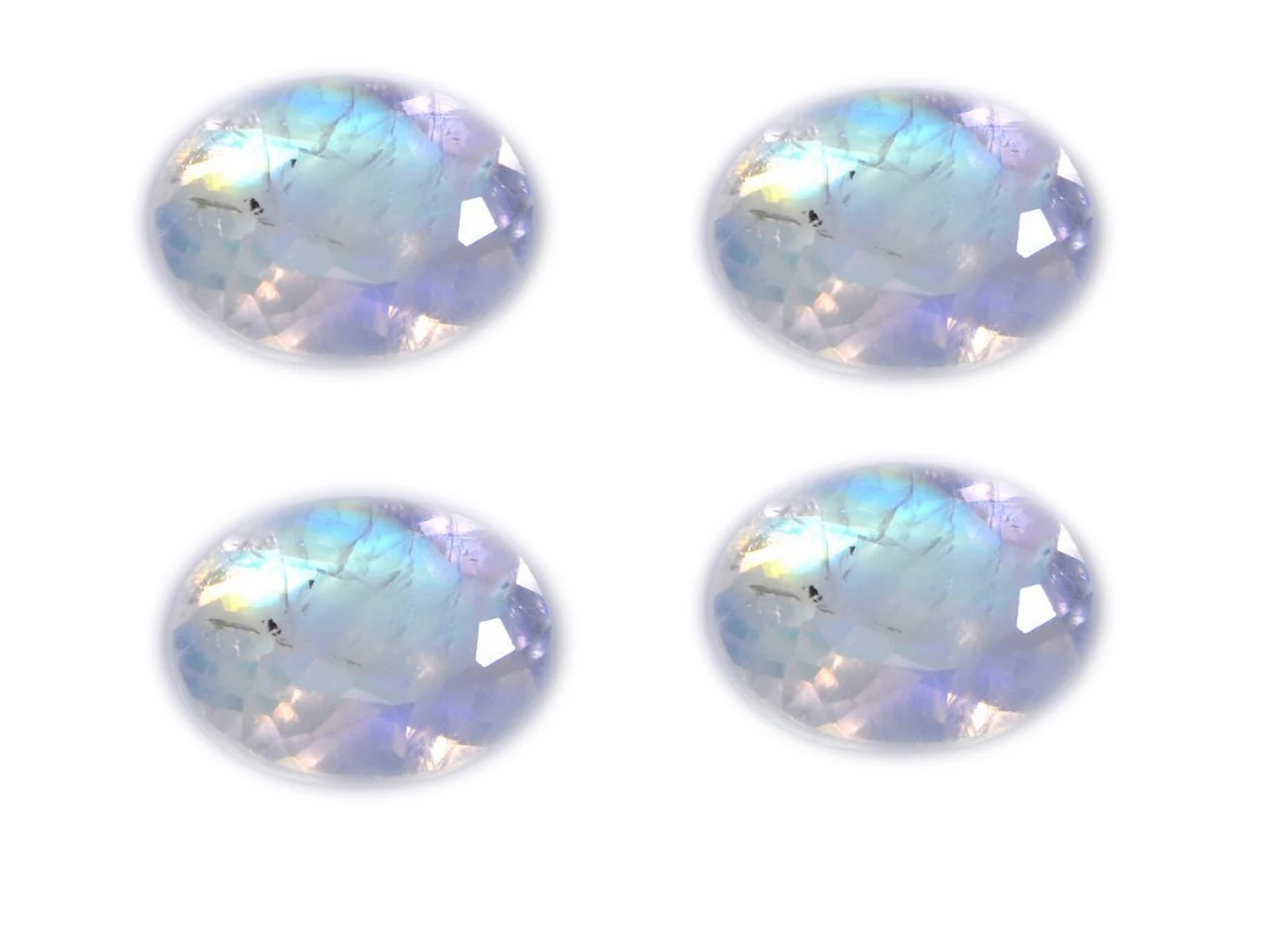 Rainbow Moonstone 1PC Medium 8x10 MM Oval Faceted White Lustrous Semi Precious Gems - Image 3
