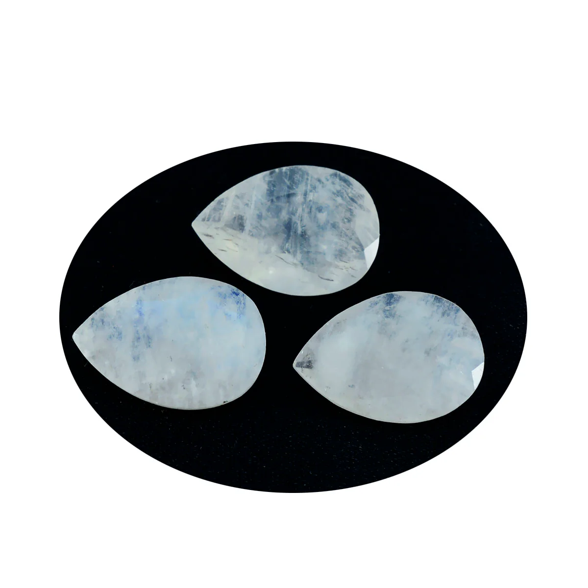 Rainbow Moonstone 1PC Medium 8x10 MM Pear Faceted White Sparkling Semi Precious Loose Gemstone - Image 2