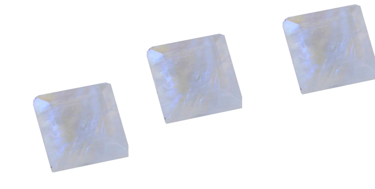 Rainbow Moonstone 1PC Medium 9x9 MM Square Faceted White Lustrous Semi Precious Gems - Image 3