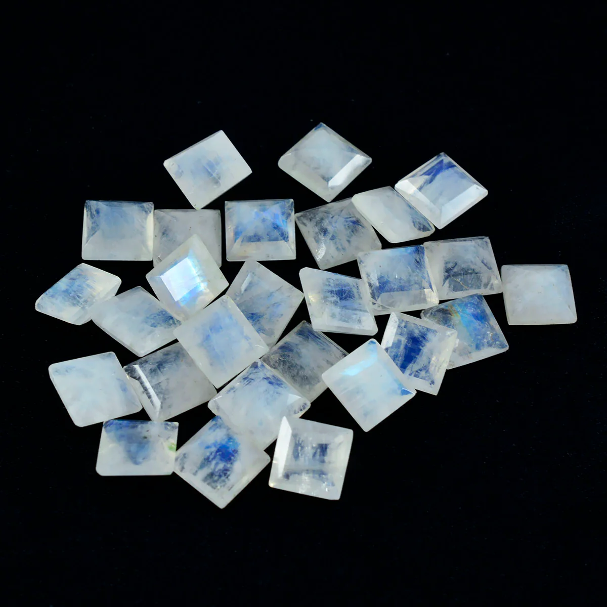 Rainbow Moonstone 1PC Medium 9x9 MM Square Faceted White Lustrous Semi Precious Gems - Image 4