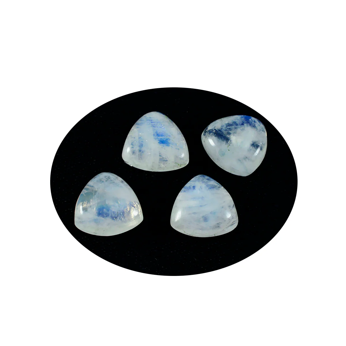 Rainbow Moonstone 1PC Medium 9x9 MM Triangle Cabochon White Luster semi Precious Loose Gems - Image 2