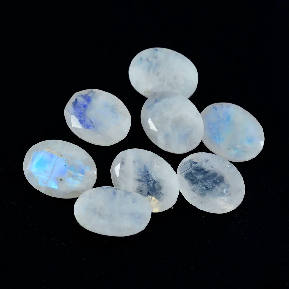 Rainbow Moonstone 1PC Small 6x8 MM Oval Faceted White Sparkling Semi Precious Gems - Image 4
