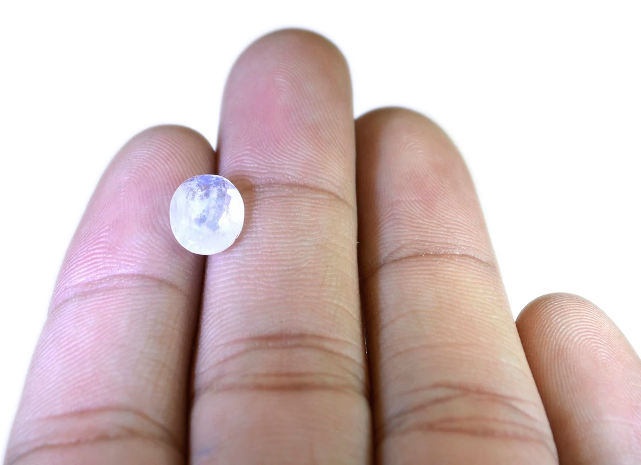 Rainbow Moonstone 1PC Small 7x7 MM Round Faceted White Splendid Semi Precious Loose Gemstone - Image 3