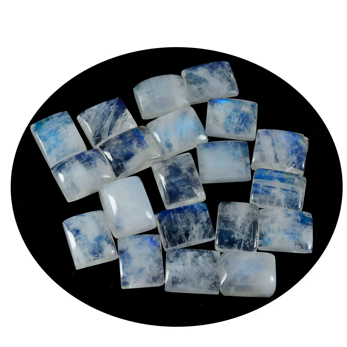 Rainbow Moonstone 1PC Small 7x9 MM Emerald Cabochon White Pure semi Precious Loose Gemstones - Image 2