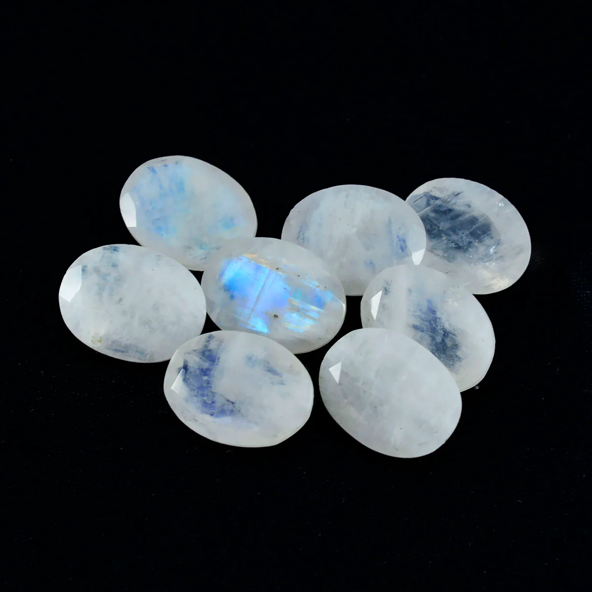 Rainbow Moonstone 1PC Small 7x9 MM Oval Faceted White Splendid Semi Precious Loose Gemstone - Image 4