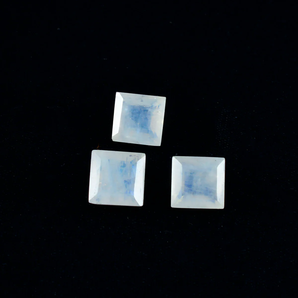 Rainbow Moonstone 1PC Small 8x8 MM Square Faceted White Luster Semi Precious Loose Gemstones - Image 4