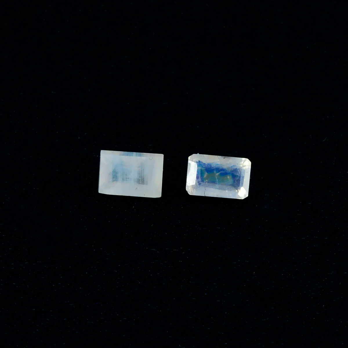Rainbow Moonstone 1PC Tiny 4x6 MM Emerald Faceted White Superior Semi Precious Loose Gemstone - Image 4