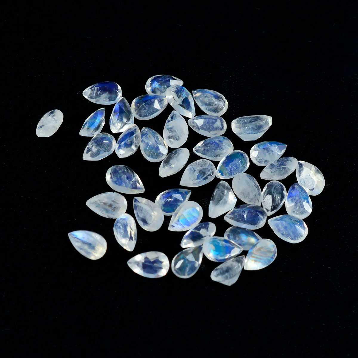 Rainbow Moonstone 1PC Tiny 4x6 MM Pear Faceted White Natural Semi Precious Gems