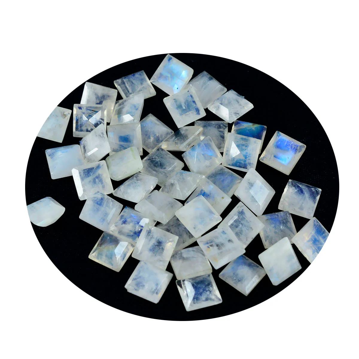 Rainbow Moonstone 1PC Tiny 5x5 MM Square Faceted White Sparkling Semi Precious Gems - Image 2