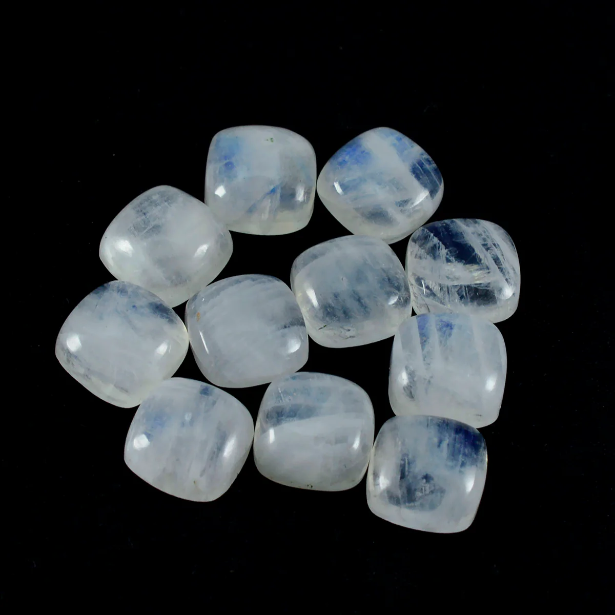 Rainbow Moonstone 1PC Tiny 6x6 MM Cushion Cabochon White Sparkling semi Precious Loose Gemstone - Image 2