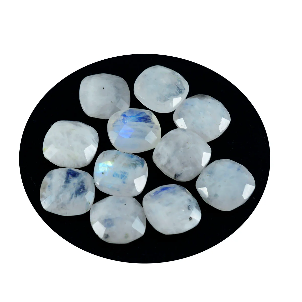 Rainbow Moonstone 1PC Tiny 6x6 MM Cushion Faceted White Polished Semi Precious Loose Gems - Image 2