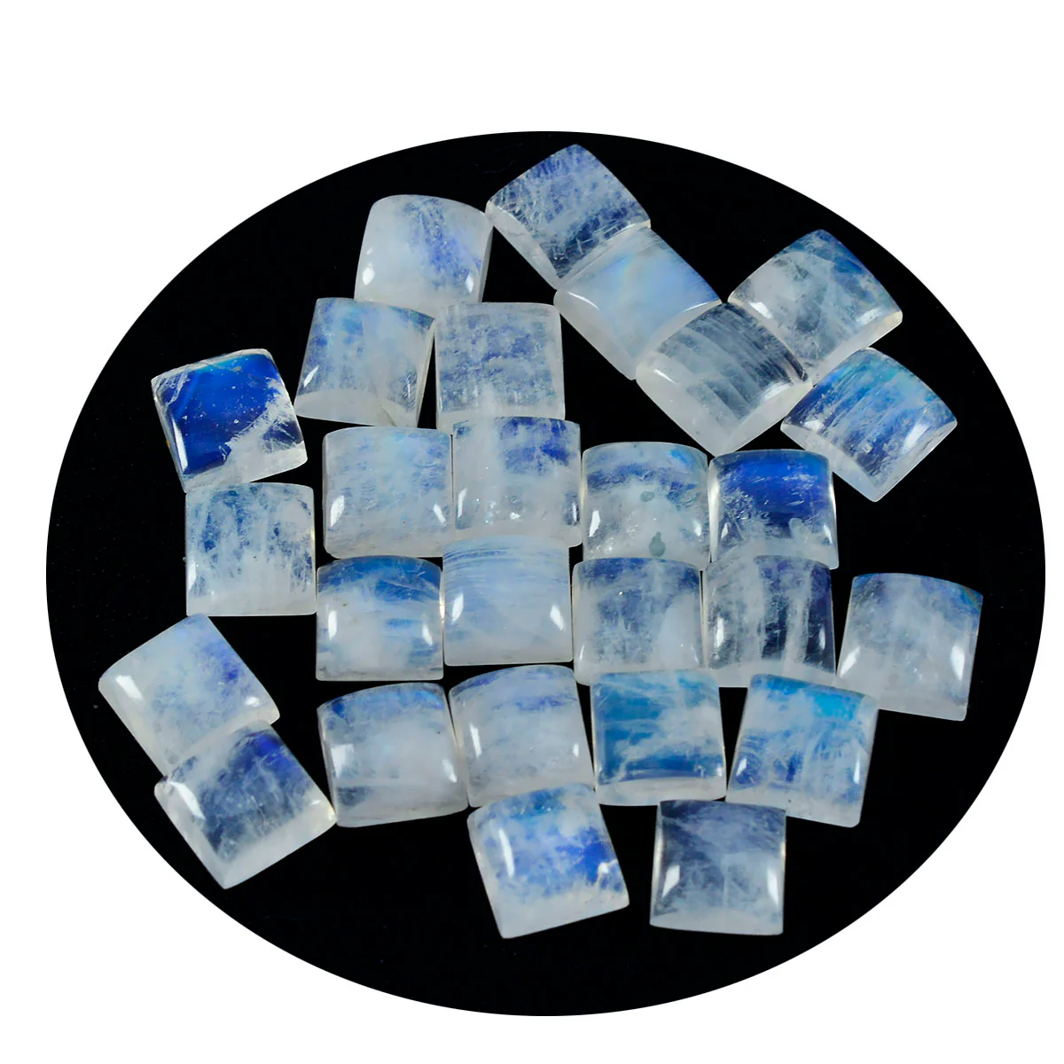 Rainbow Moonstone 1PC Tiny 6x6 MM Square Cabochon White Shine semi Precious Loose Gems - Image 2