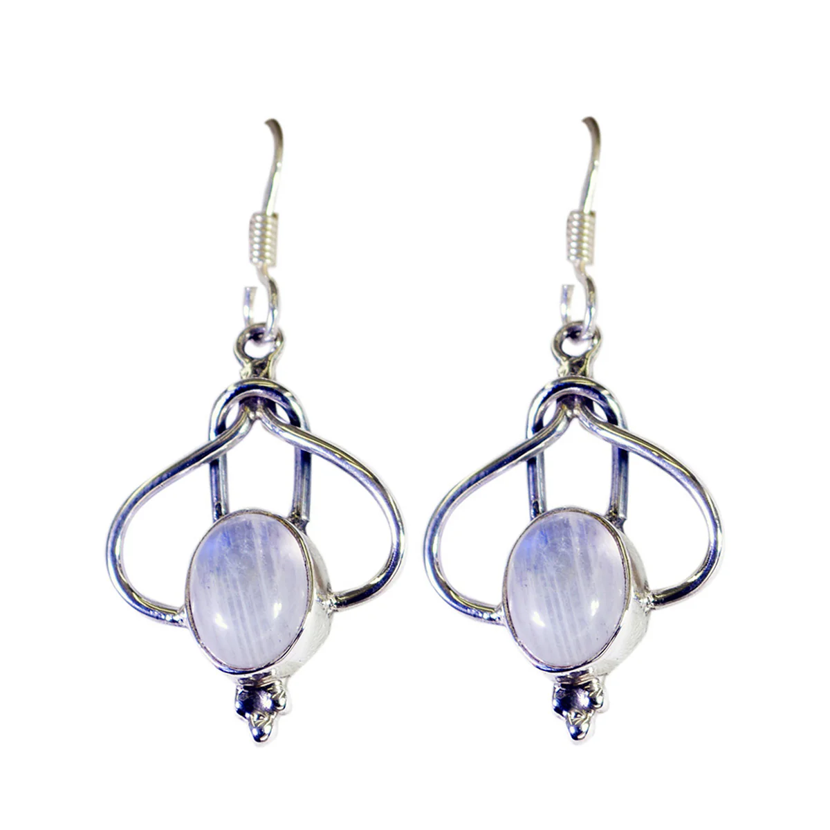 Rainbow Moonstone African Yuna multiple Dangle White 92.5 Silver Earring